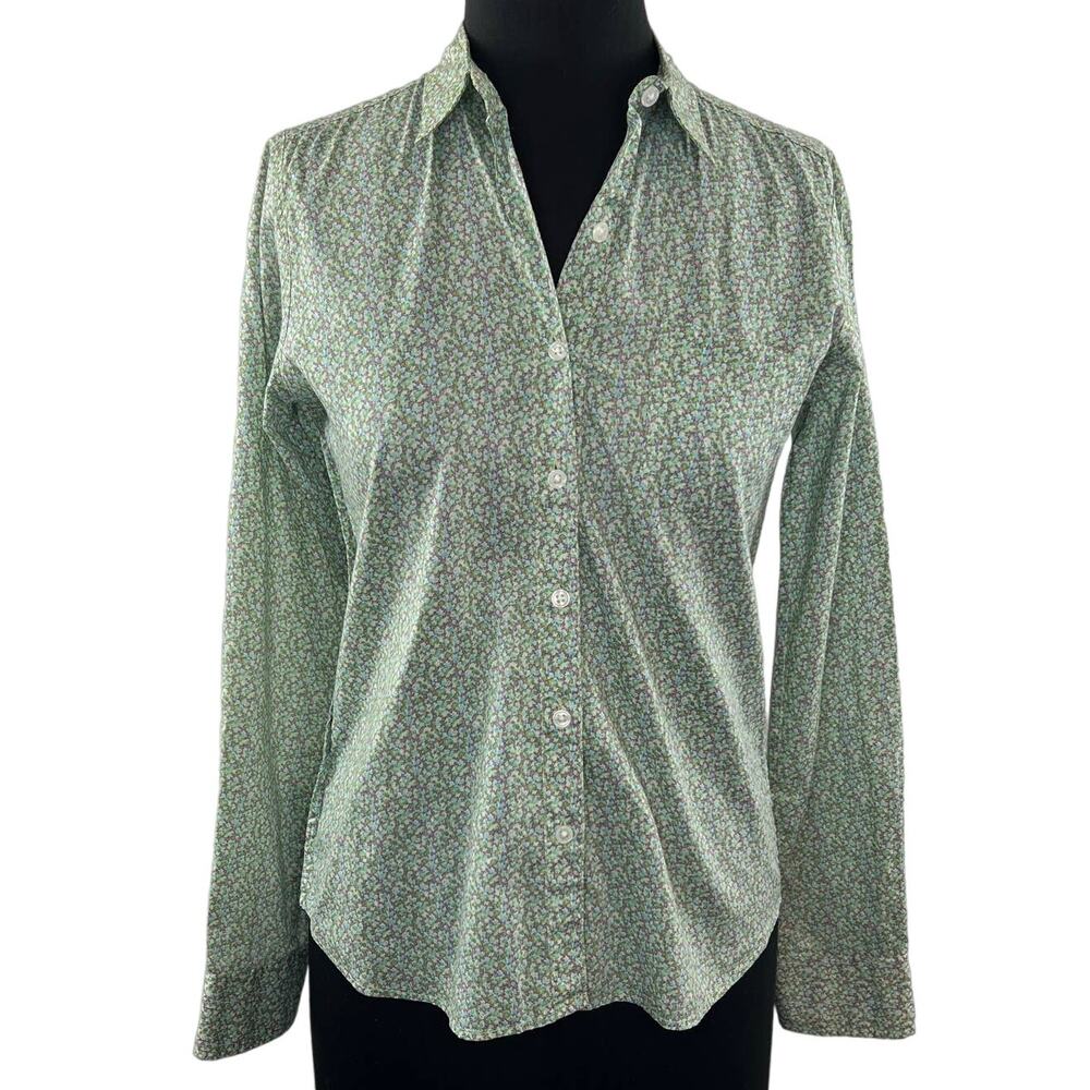 STEVEN ALAN Green Pink Shirt Cotton Floral Long Sleeve Button-Up USA S Small